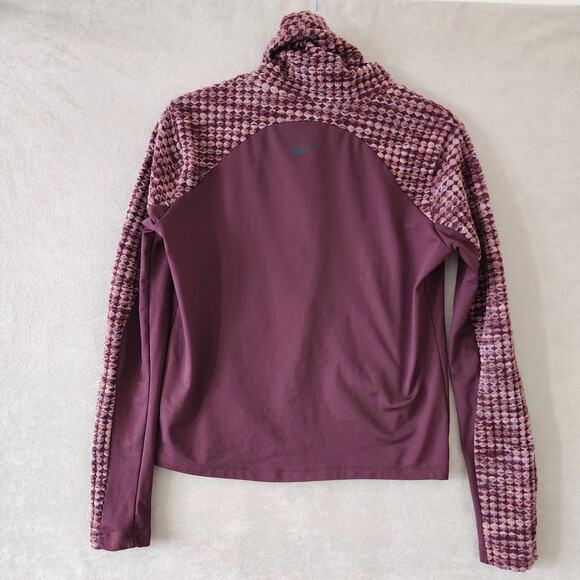 Nike Pro Top Women Large Maroon Hyperwarm Turtleneck Long Sleeve Shirt Workout - Picture 3 of 11